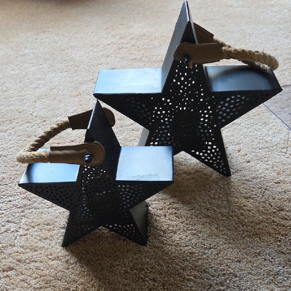 Black Star Lanterns with Rope Handles
